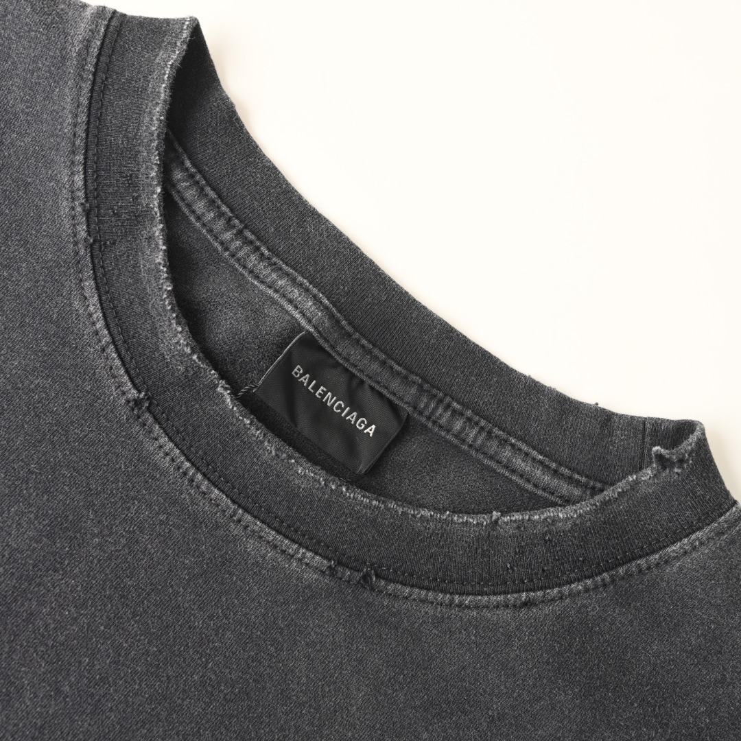 Balenciaga BALENCIAGA巴黎世家BLCG 后背胶带做旧印花字母短袖T恤