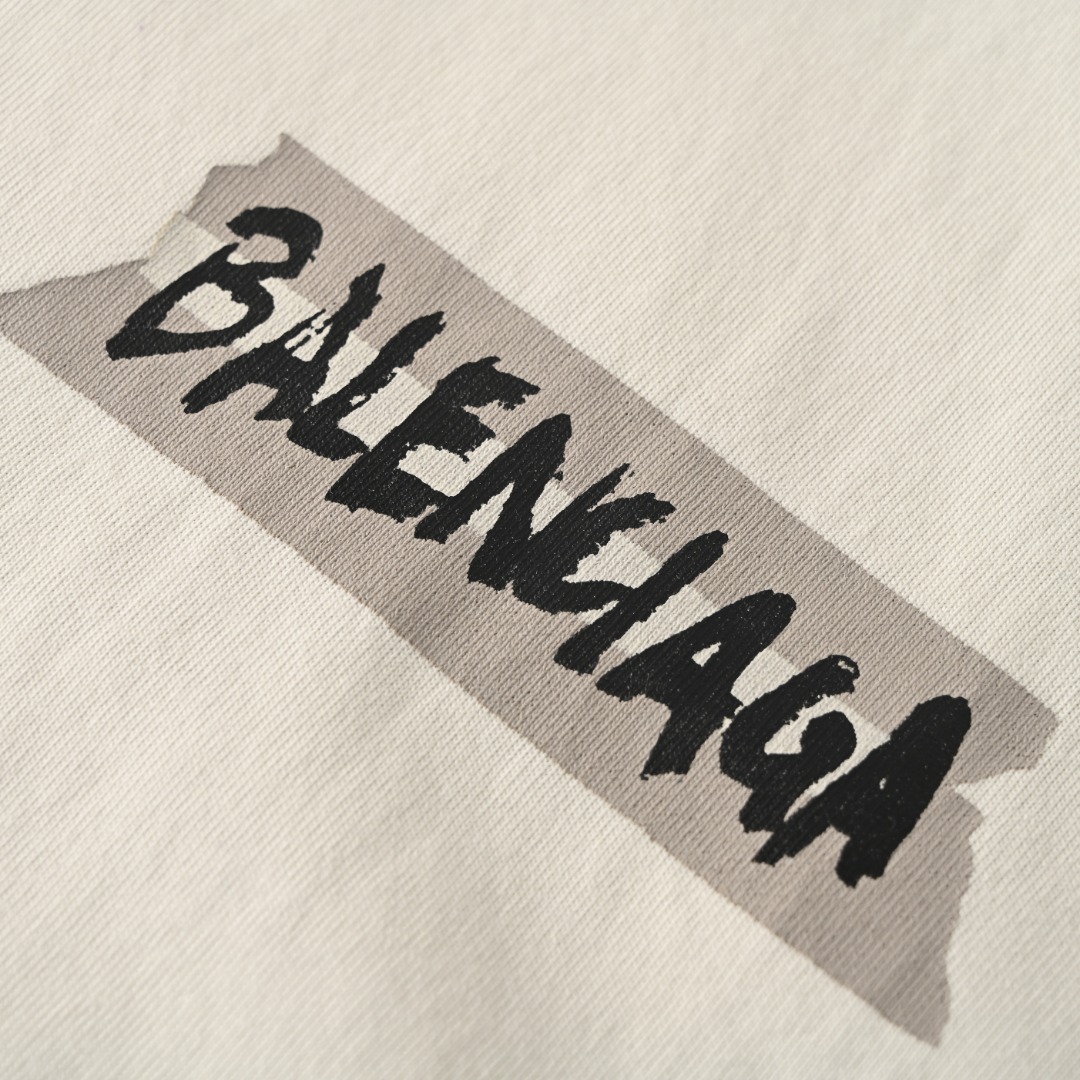 Balenciaga BALENCIAGA巴黎世家BLCG 后背胶带做旧印花字母短袖T恤
