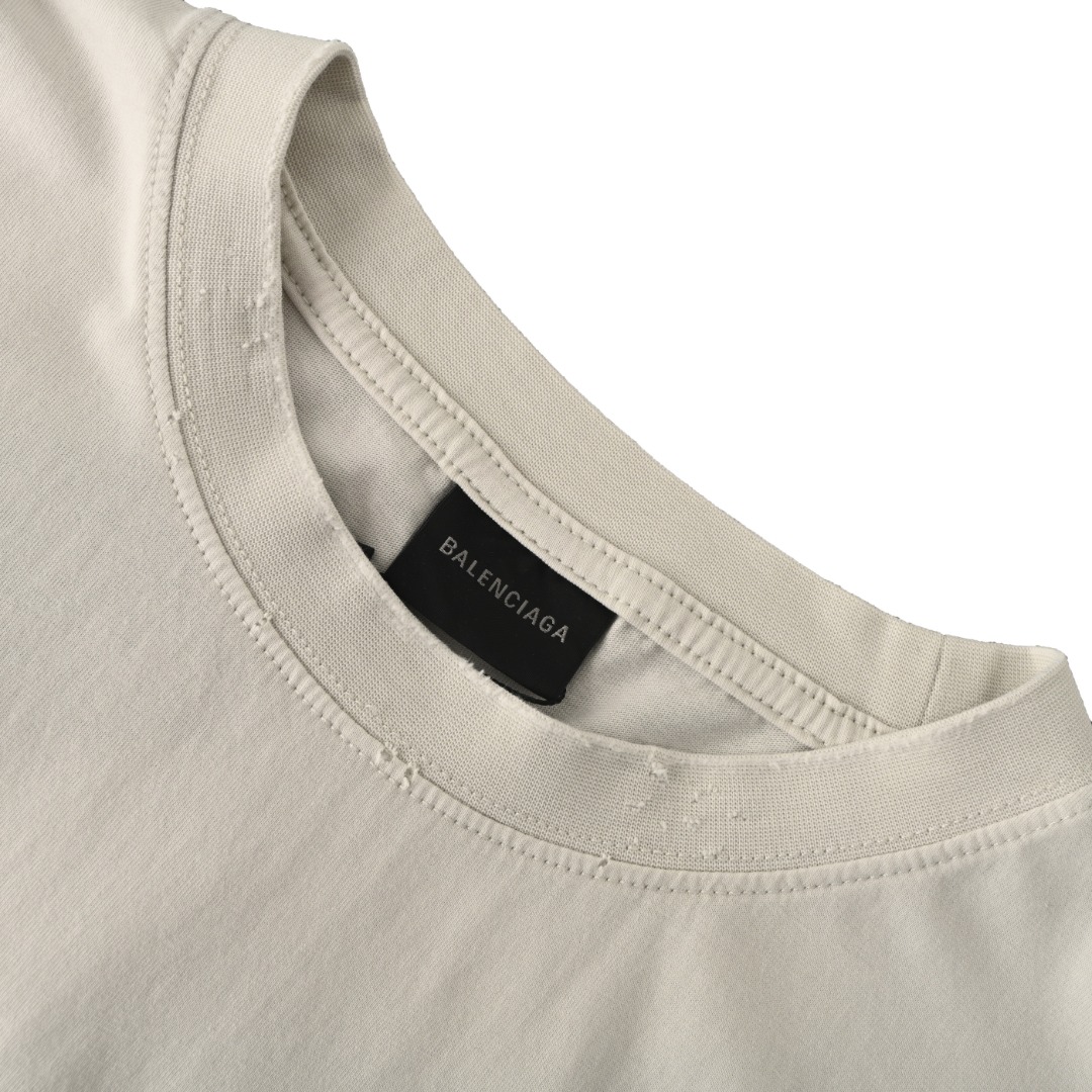 Balenciaga BALENCIAGA巴黎世家BLCG 后背胶带做旧印花字母短袖T恤