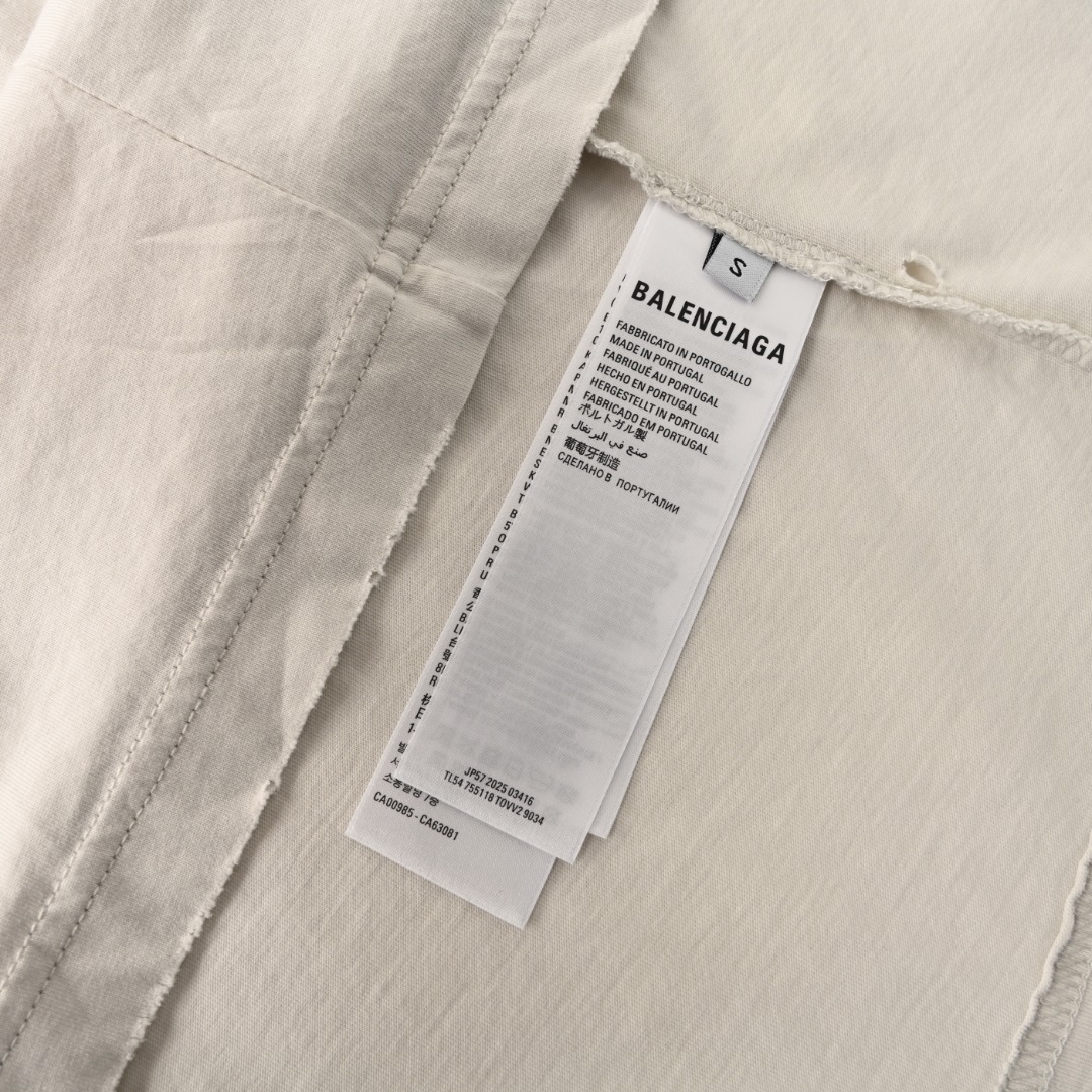 Balenciaga BALENCIAGA巴黎世家BLCG 后背胶带做旧印花字母短袖T恤