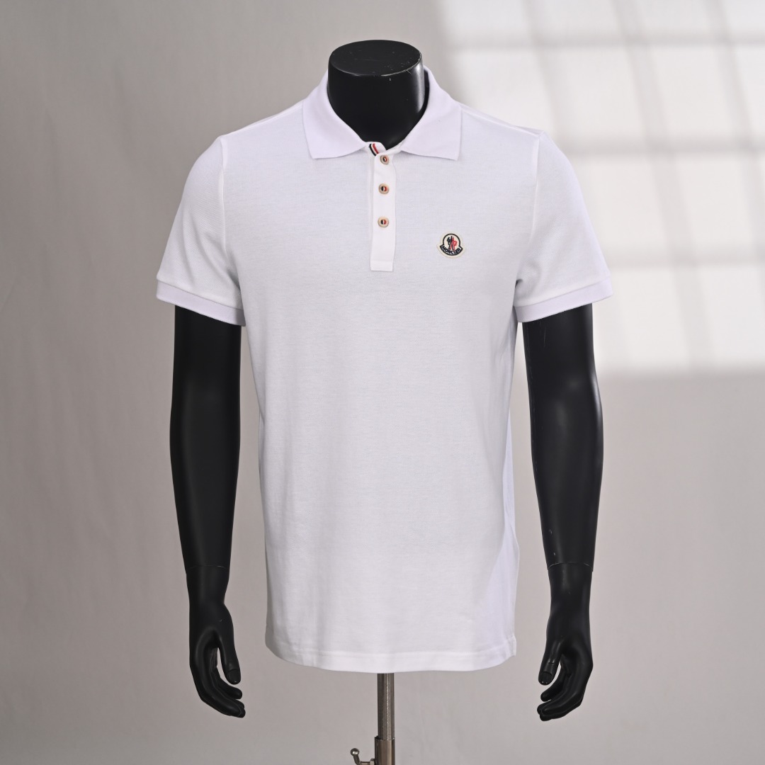 Camiseta polo de manga corta MONCLER MC con etiqueta pequeña de cinta de acceso, fotos reales