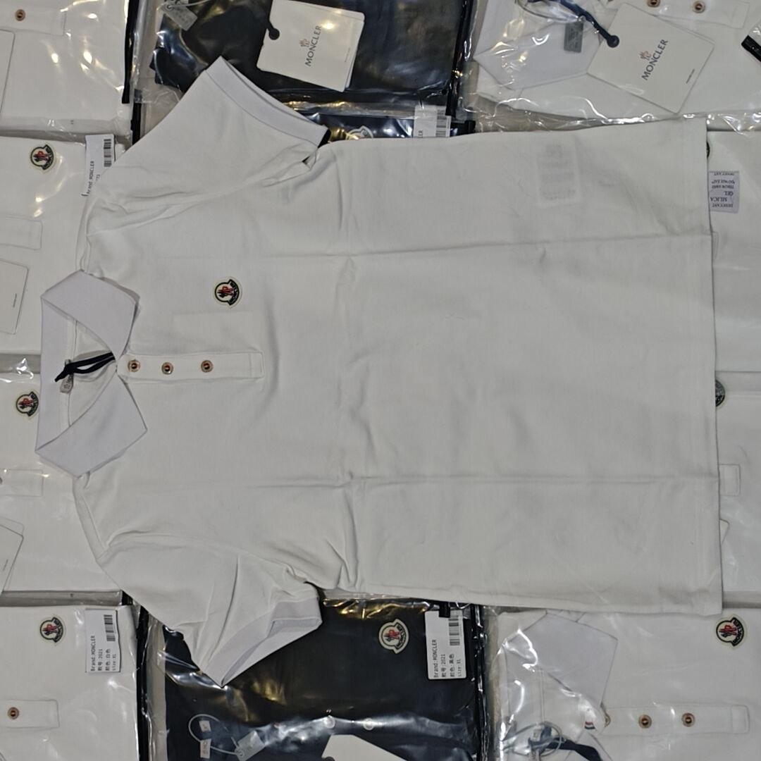 Camiseta polo de manga corta MONCLER MC con etiqueta pequeña de cinta de acceso, foto real del producto en grandes cant…