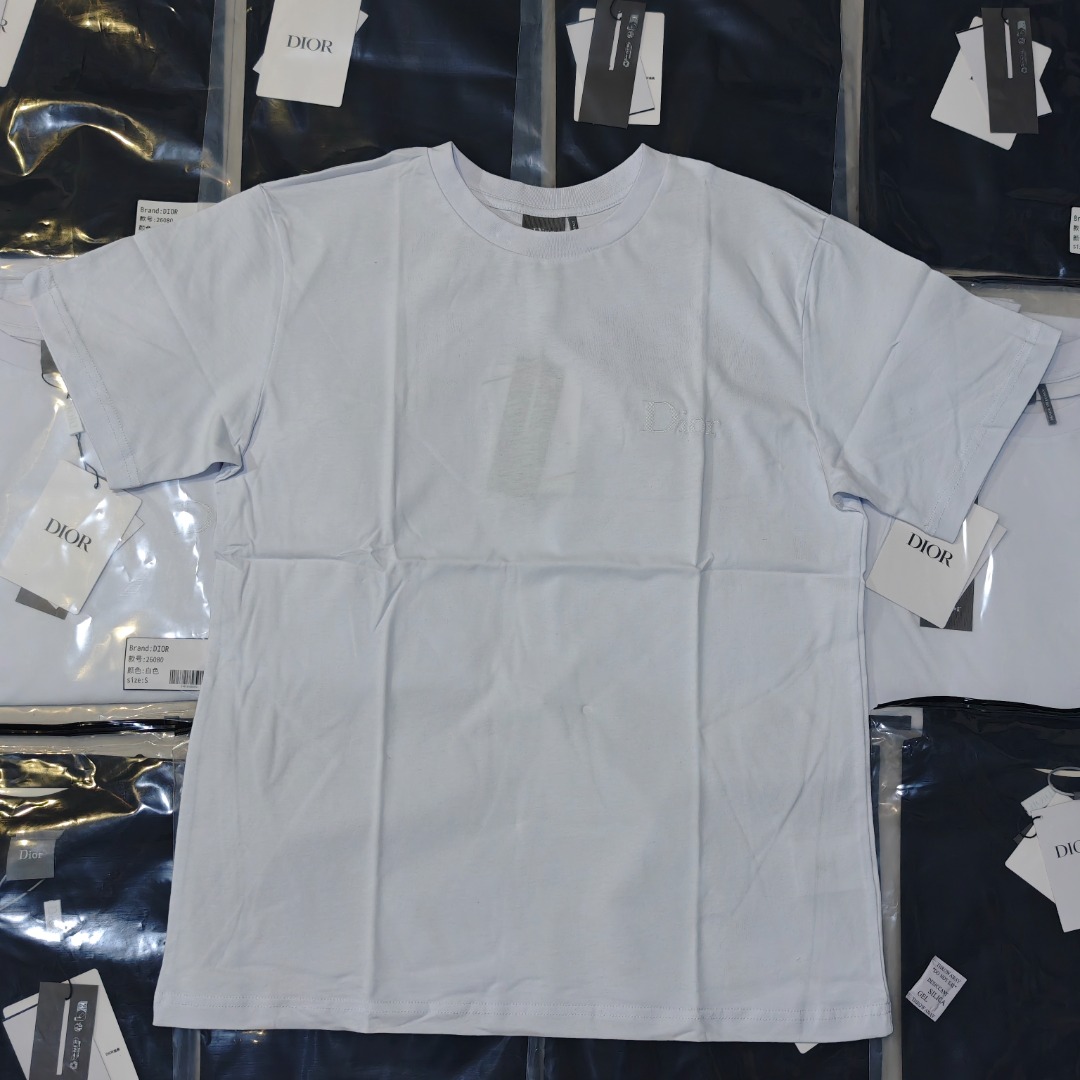 DIOR Camiseta de manga corta Dior CD lisa bordada, producto real