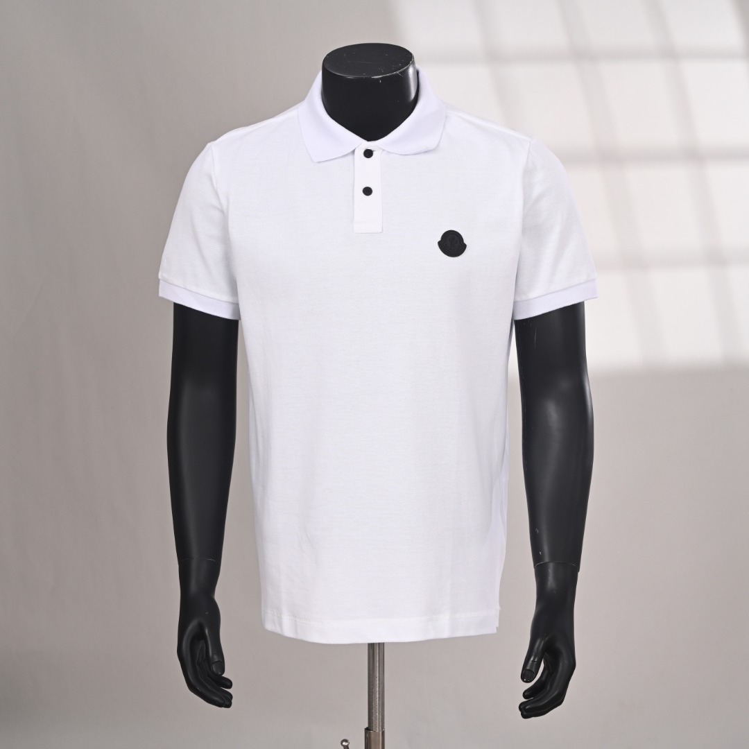 MONCLER MC chaqueta acolchada de espalda con parches, etiqueta negra, polo de manga corta de piqué, fotos reales