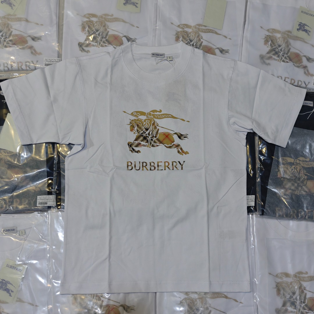 Camiseta de manga corta con estampado de caballero a cuadros BURBERRY BBR, tiro real