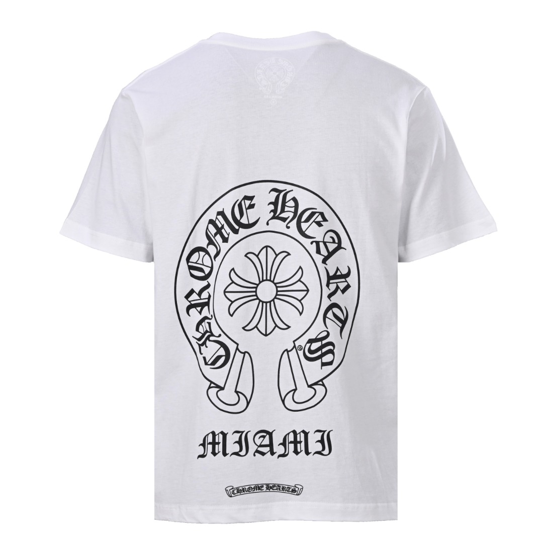 Chrome Hearts CHROME HEARTS克罗心CH 迈阿密限定后背马蹄花短袖T恤