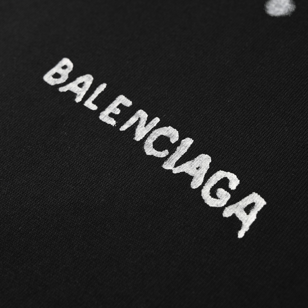 Balenciaga BALENCIAGA巴黎世家BLCG 两色模糊印花落肩短袖T恤