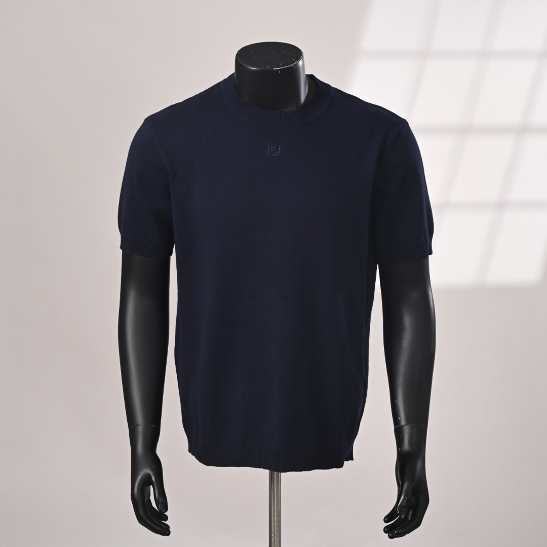 FENDI芬迪FD dos colores FF camiseta de punto manga corta foto real