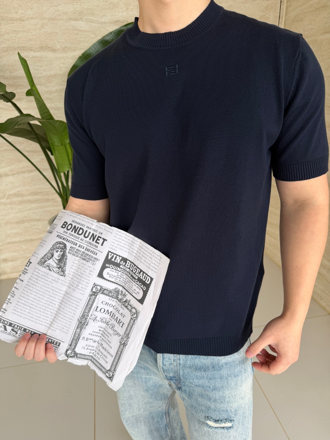 FENDI芬迪FD camiseta de manga corta de punto FF en dos colores, referencia de uso