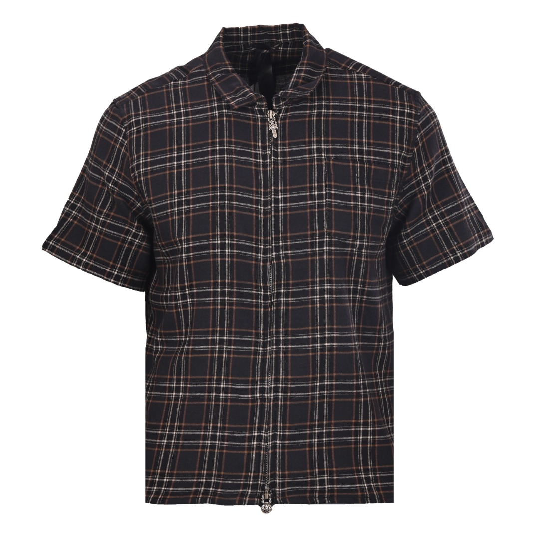 Chrome Hearts CHROME HEARTS克罗心CH 法兰泽拉链格子短袖衬衫