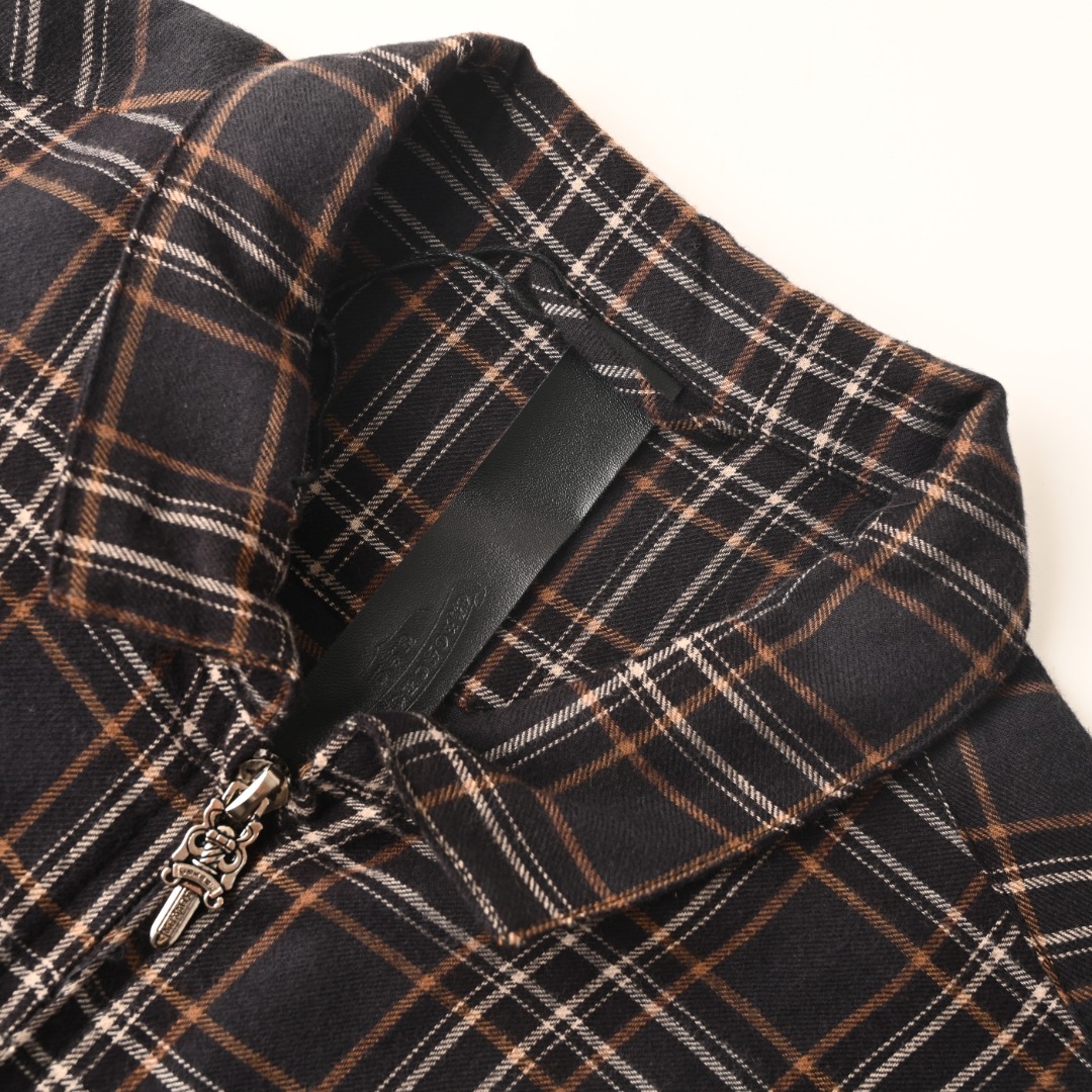 Chrome Hearts CHROME HEARTS克罗心CH 法兰泽拉链格子短袖衬衫