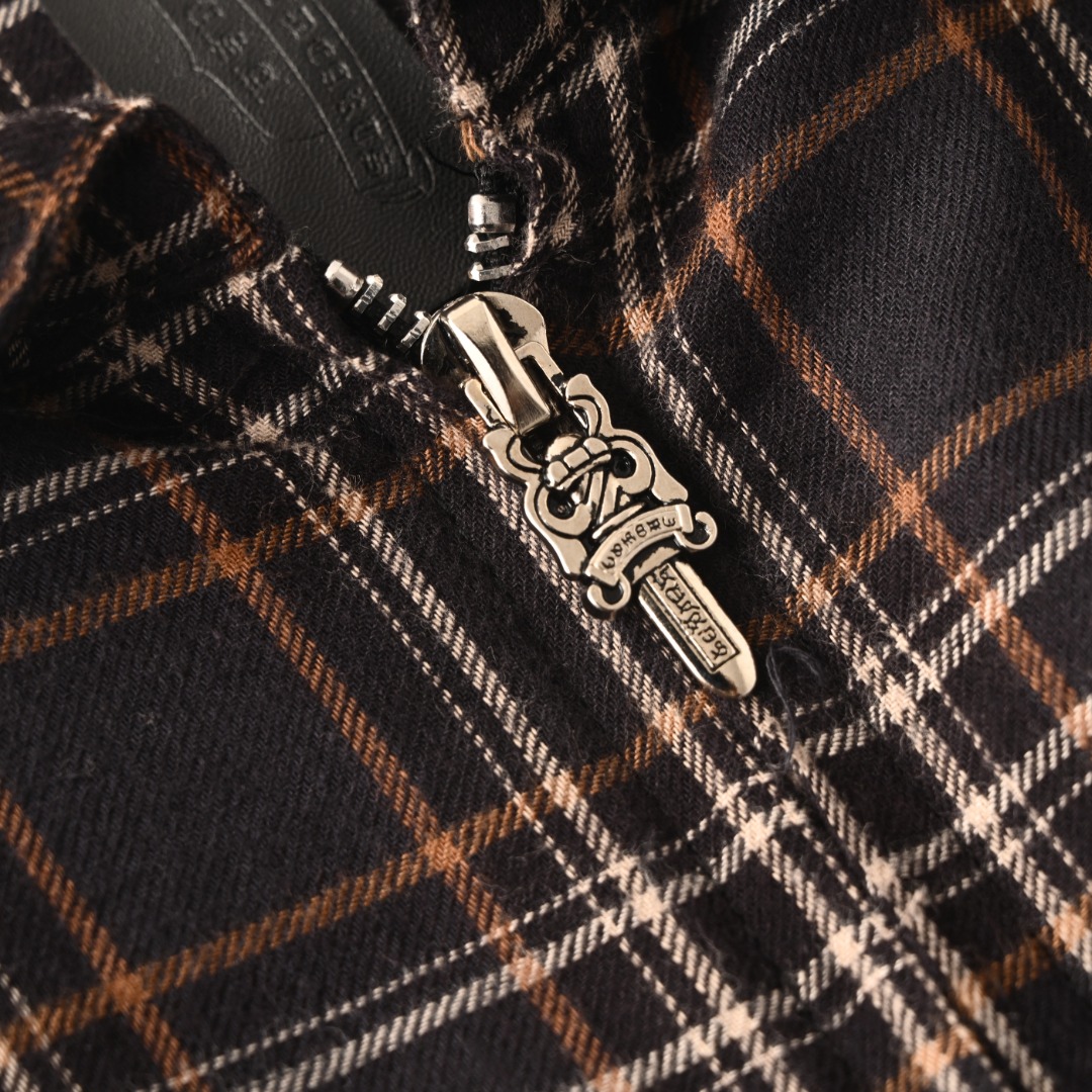Chrome Hearts CHROME HEARTS克罗心CH 法兰泽拉链格子短袖衬衫