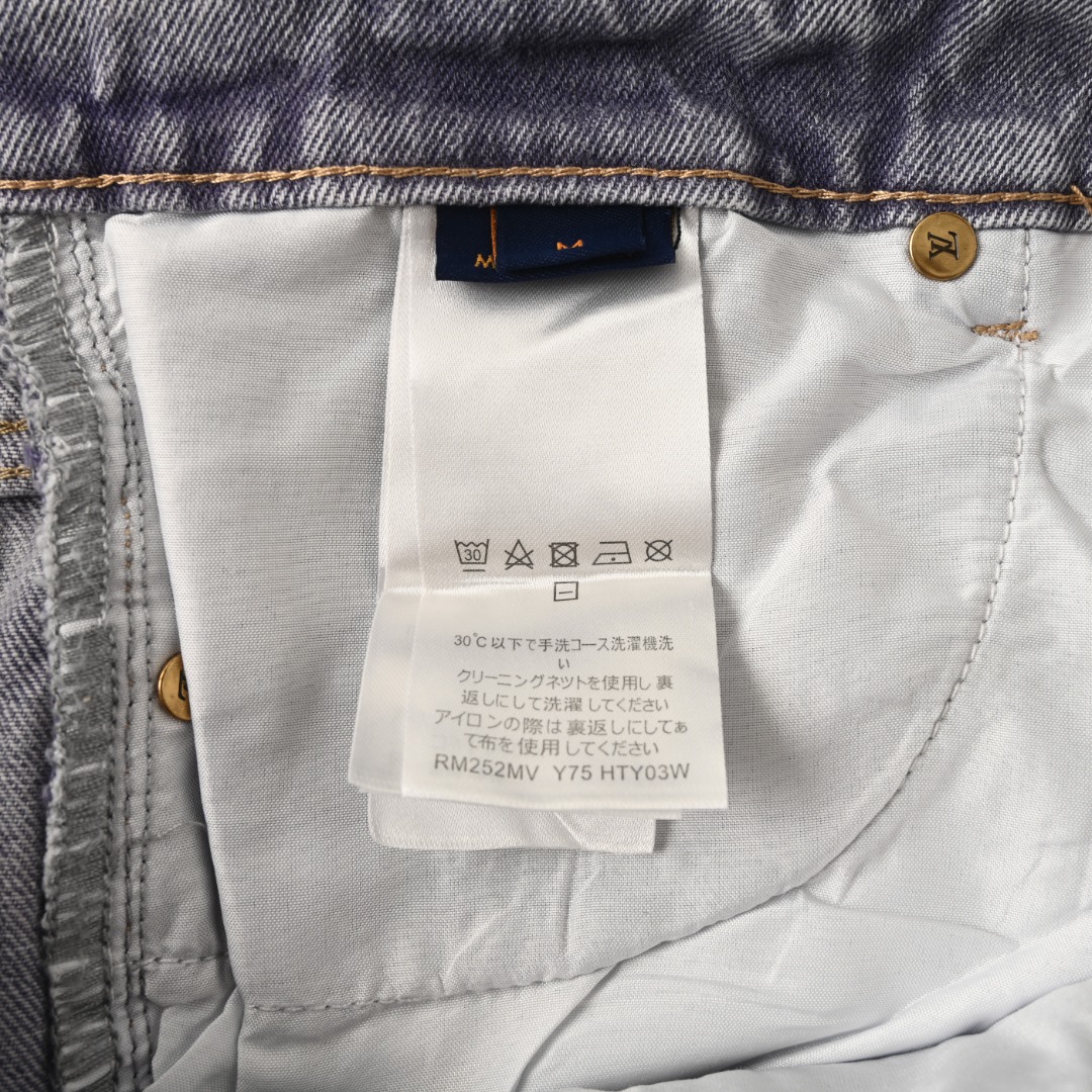Louis Vuitton LOUIS VUITTON LV 皮标口袋褪色丹宁牛仔长裤