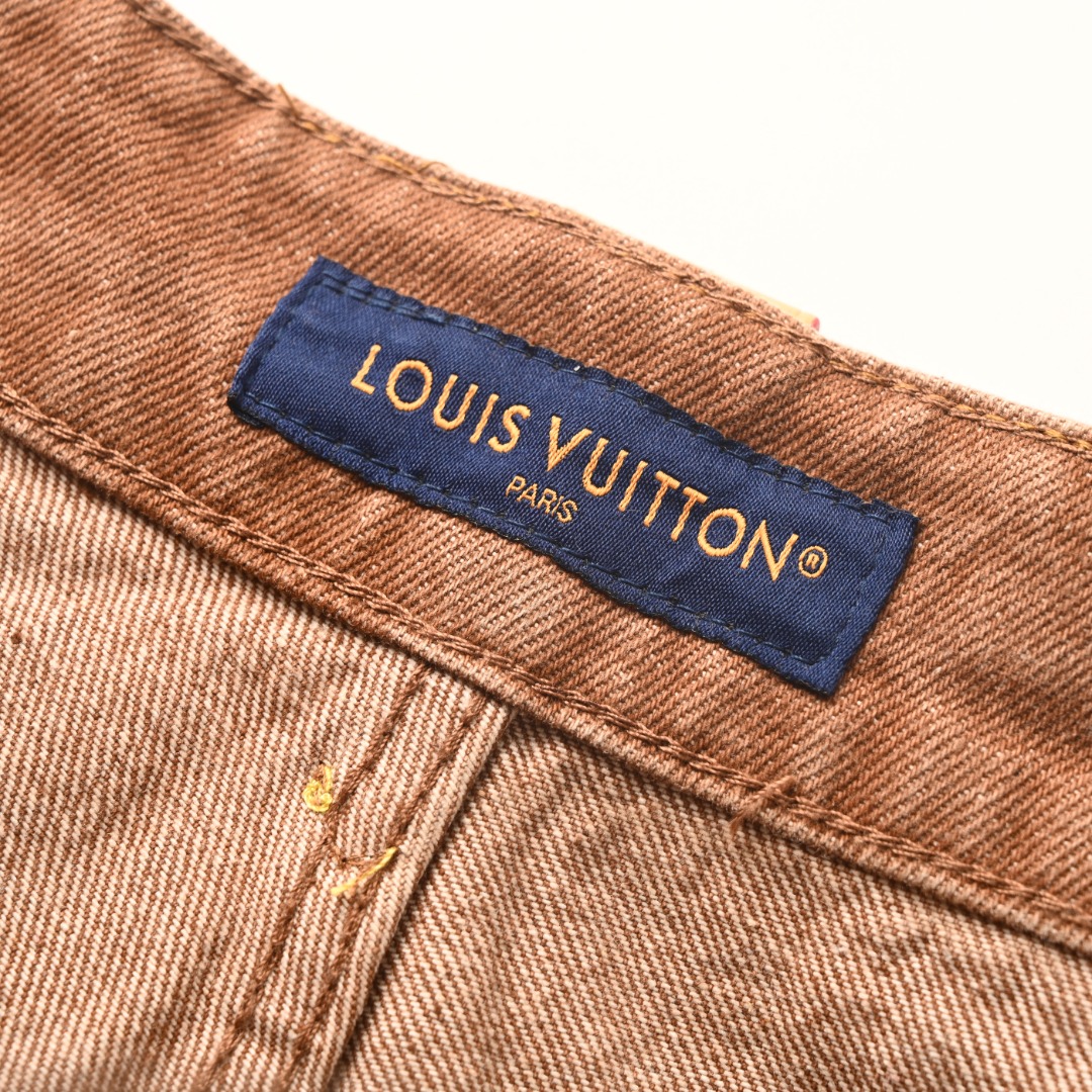 Louis Vuitton LOUIS VUITTON LV 后腰皮标水洗阔腿牛仔短裤