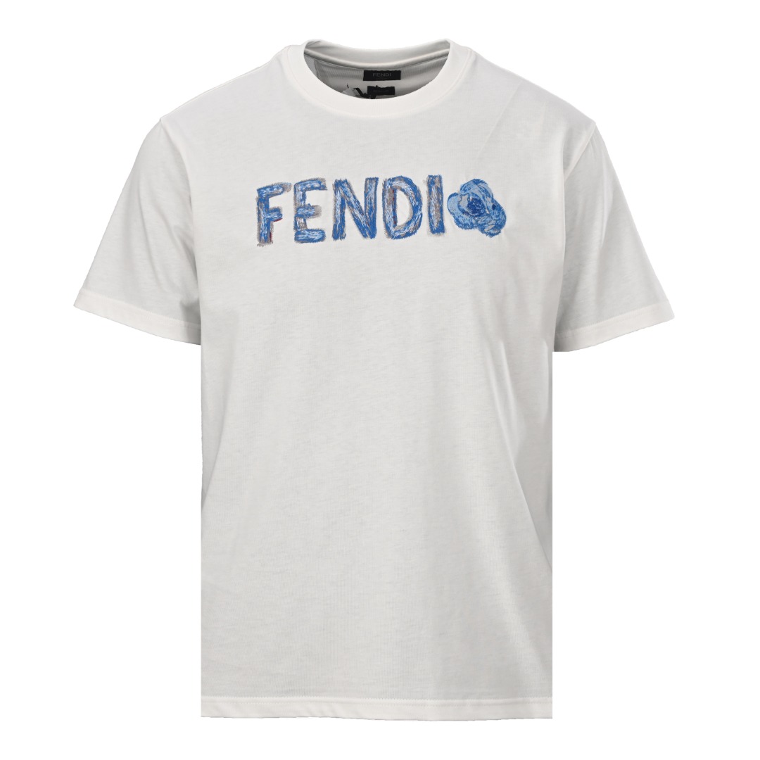 Fendi FENDI芬迪FD 蓝字母短袖T恤