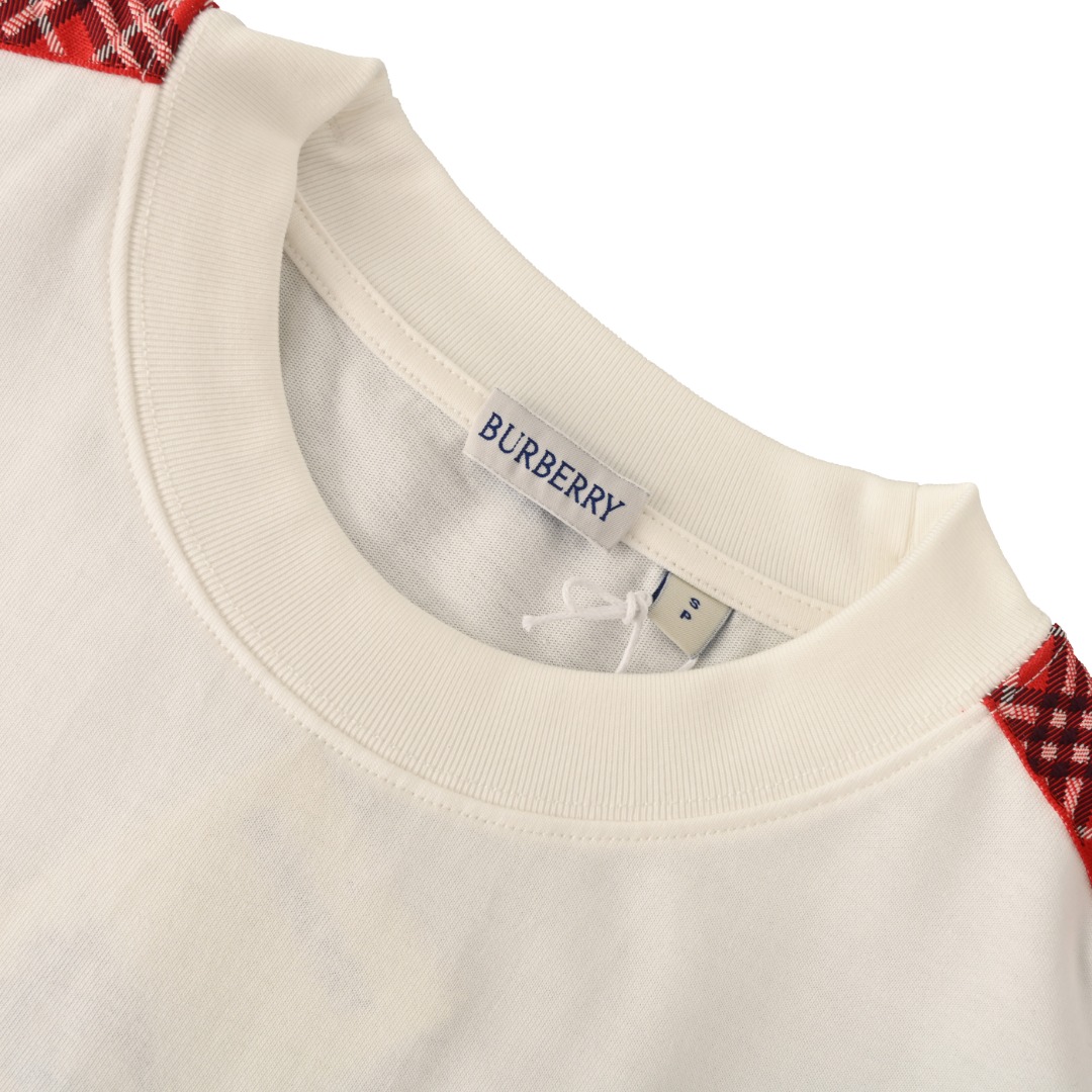 Burberry BURBERRY巴宝莉BBR 马年新禧贺岁系列 红色织带格纹短袖T恤