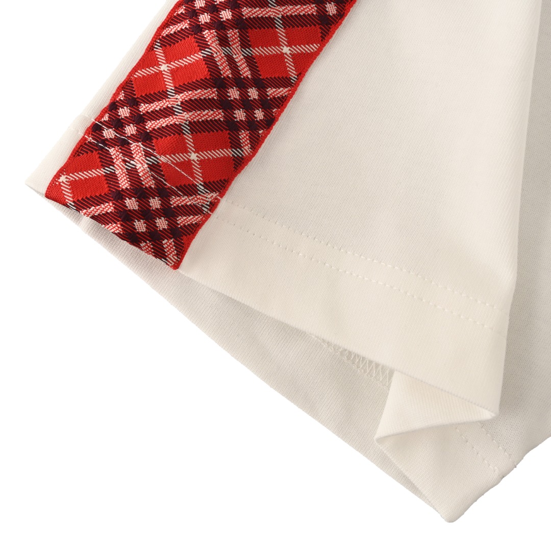 Burberry BURBERRY巴宝莉BBR 马年新禧贺岁系列 红色织带格纹短袖T恤