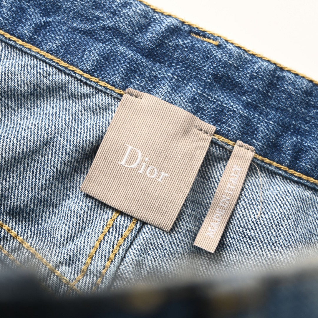Dior DIOR迪奥CD 口袋刺绣工装牛仔长裤