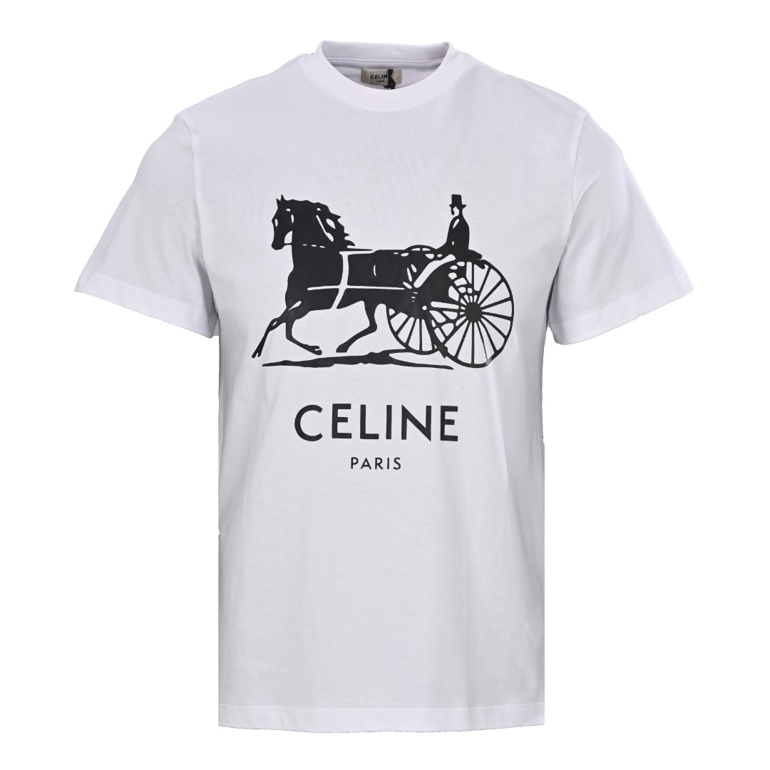 Celine CELINE赛琳CE 两色马车胶浆印花短袖T恤
