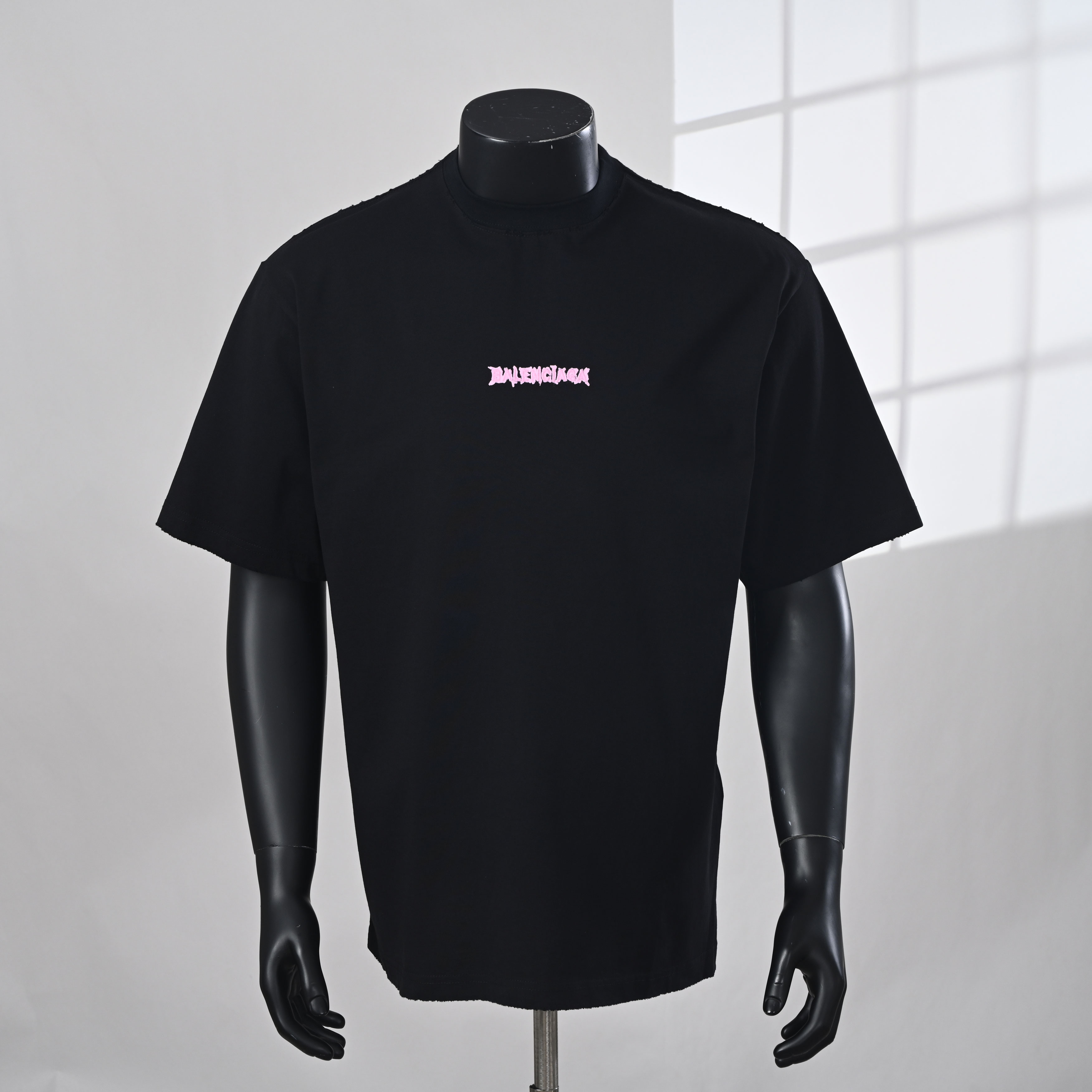 P130 BALENCIAGA BLCG rosa letra rosa camiseta de manga corta tiro real