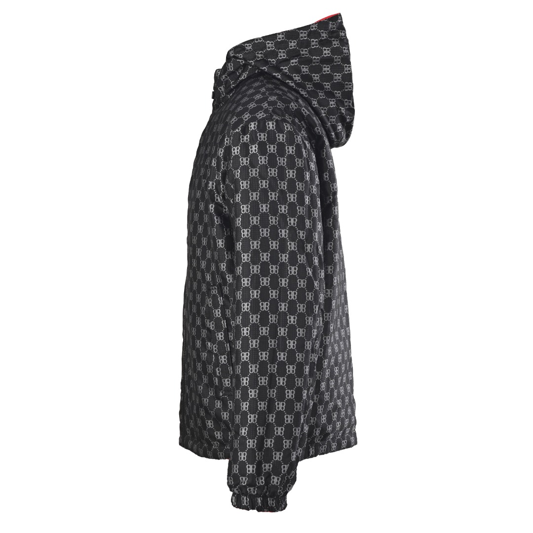 BALENCIAGA/巴黎世家BLCG 满印双B老花3M刺绣双面穿连帽外套冲锋衣  反面参考