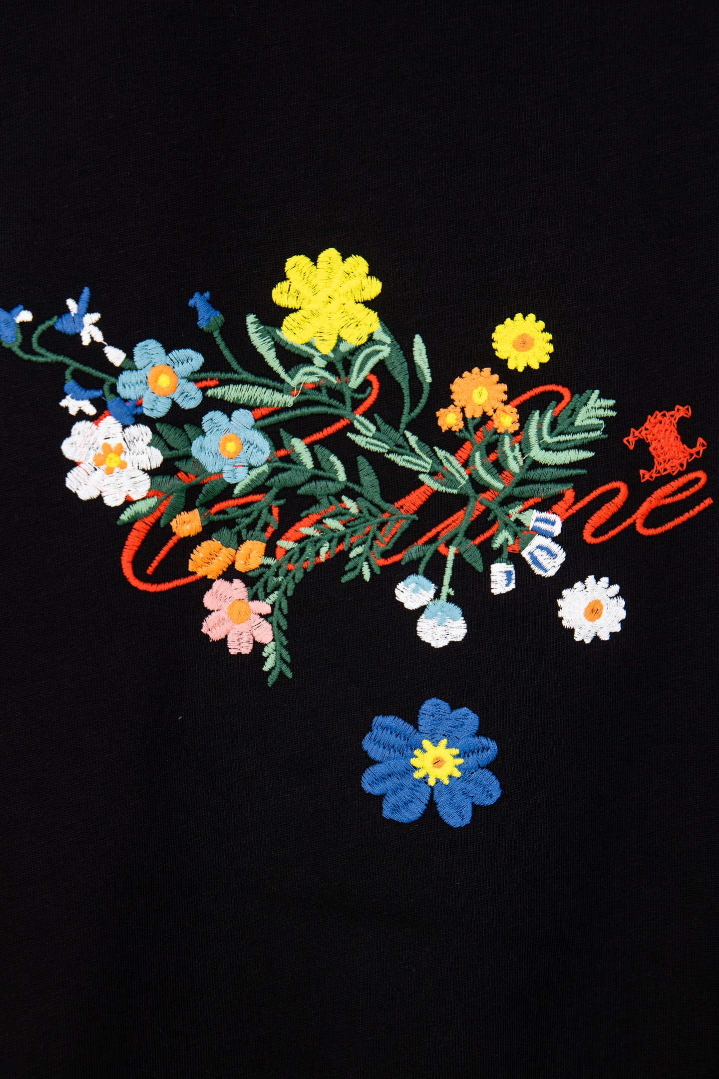 Celine/赛琳 25ss 立体刺绣花卉短袖 黑 白