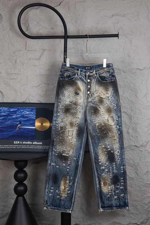 Thug Club Distressed Ripped Jeans Vintage Wash Denim Pants Unisex 1 Thug Club Distressed Ripped Jeans Vintage Wash Denim Pants Unisex