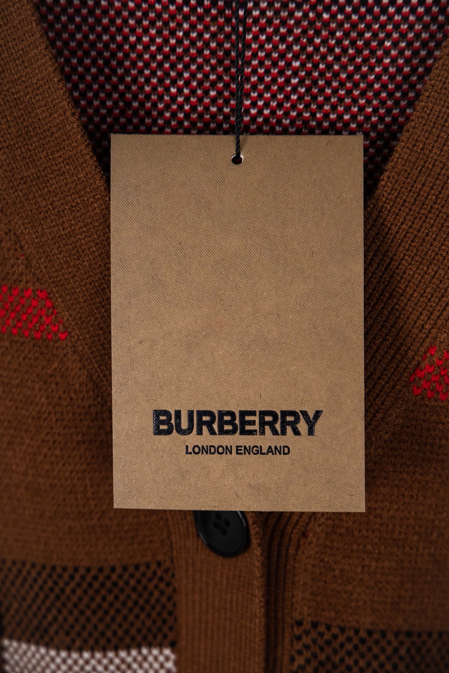 Burberry/巴宝莉 25ss经典条纹格子V领开衫毛衣外套 深卡其 浅卡其