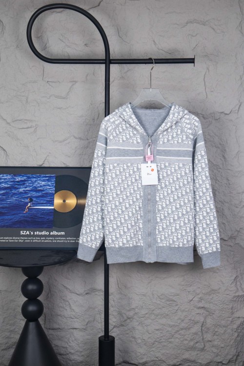 Dior CD 24SS Jacquard Zip-Up Hoodie Sweater - Stylish and Comfortable 1 Dior CD 24SS Jacquard Zip-Up Hoodie Sweater – Stylish and Comfortable