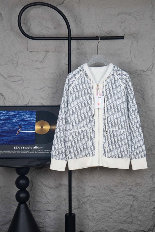 Dior CD 24SS Oblique Printed Double-Sided Jacquard Zip-Up Cardigan Sweater 1 Dior CD 24SS Oblique Printed Double-Sided Jacquard Zip-Up Cardigan Sweater