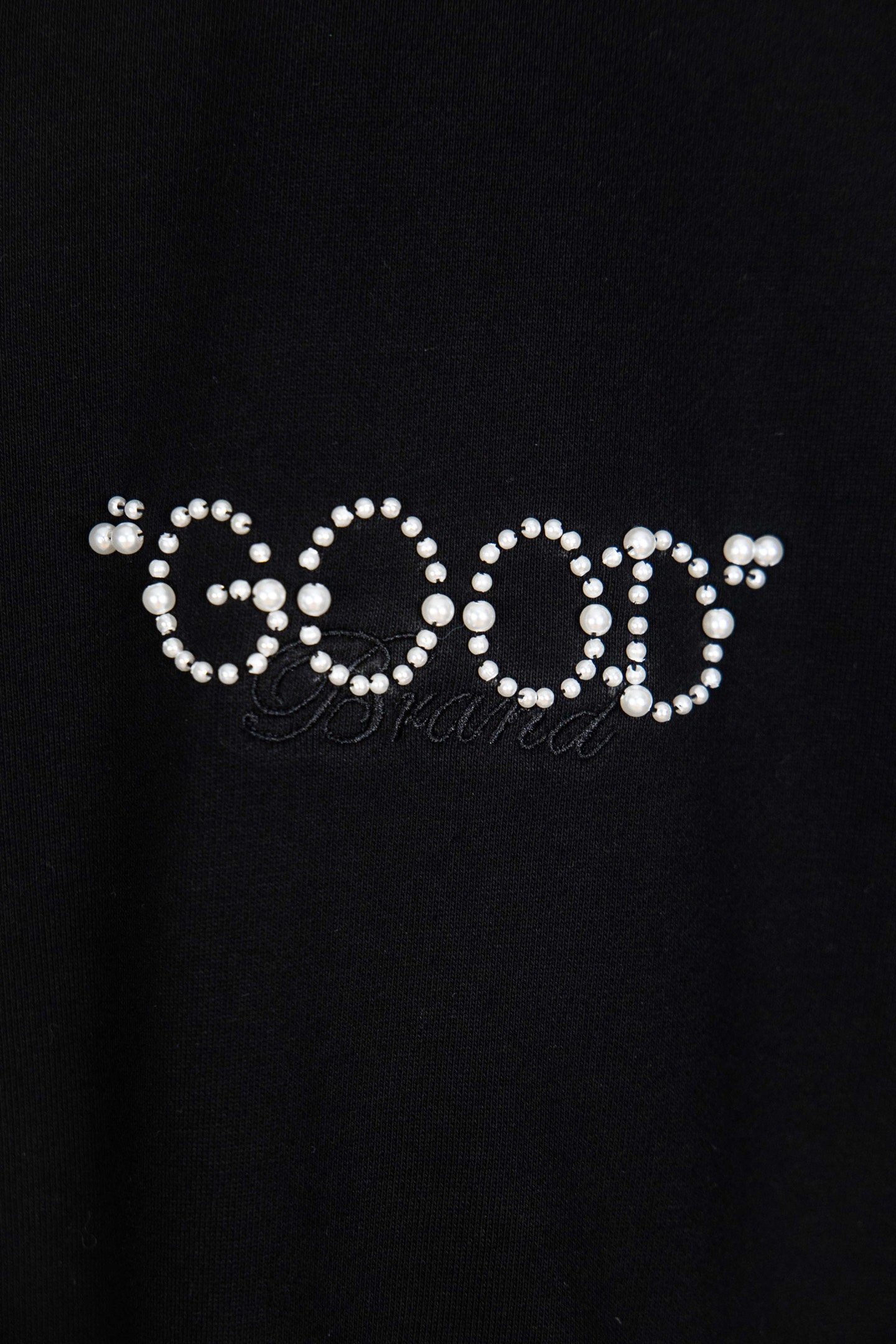 GOODBRAN珍珠串珠标语字母绣拉链连帽卫衣 黑色 米色-Chinese UA Cheap High Quatity Brand Clothes Bags handbags Sneakers wholesale wholesaler seller from China Factory suppliers Fashion Clothing Shoes best Quality Beautiful Price GOODBRAN珍珠串珠标语字母绣拉链连帽卫衣 黑色 米色