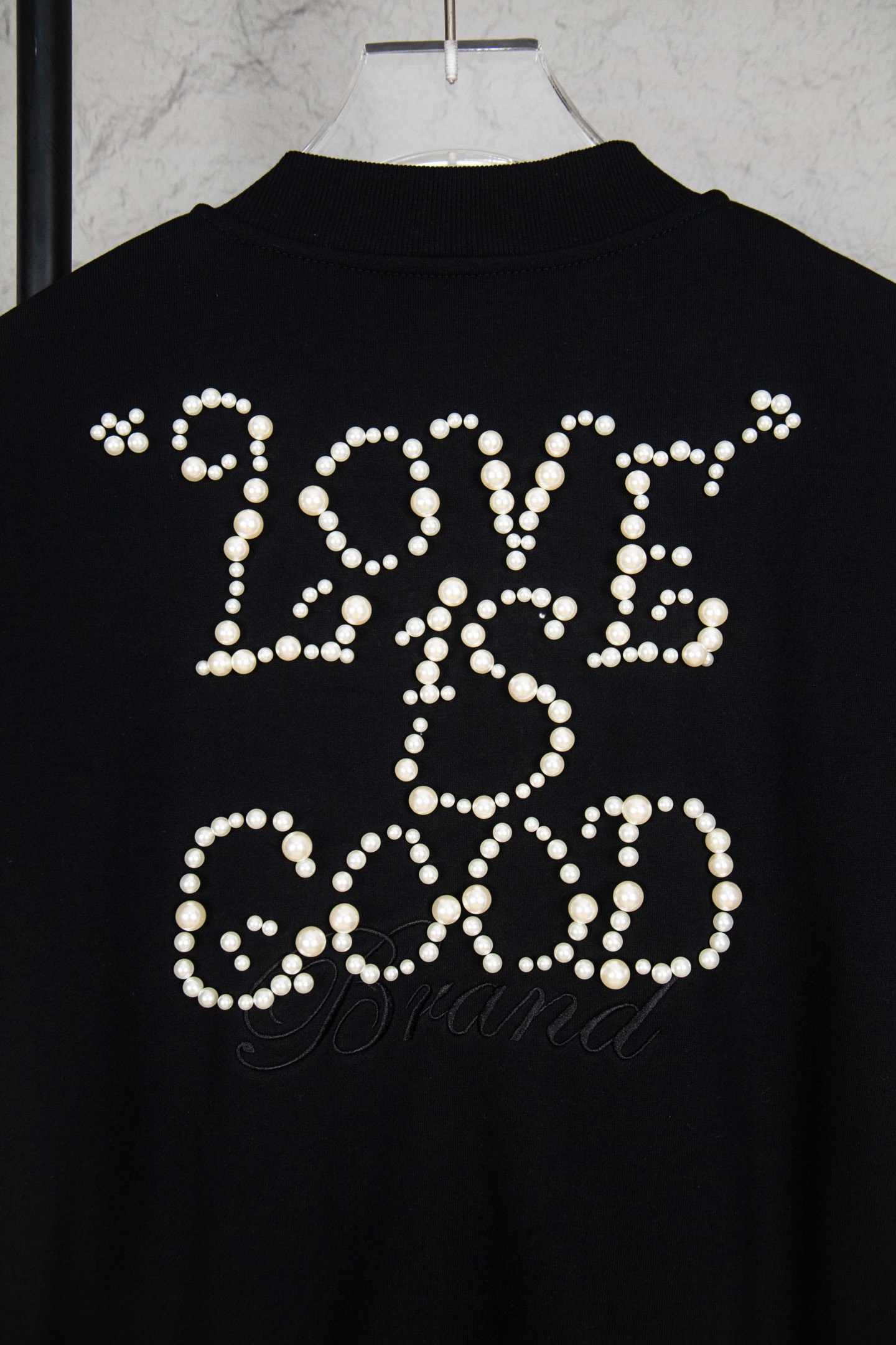 GOODBRAN珍珠串珠标语字母绣拉链连帽卫衣 黑色 米色-Chinese UA Cheap High Quatity Brand Clothes Bags handbags Sneakers wholesale wholesaler seller from China Factory suppliers Fashion Clothing Shoes best Quality Beautiful Price GOODBRAN珍珠串珠标语字母绣拉链连帽卫衣 黑色 米色