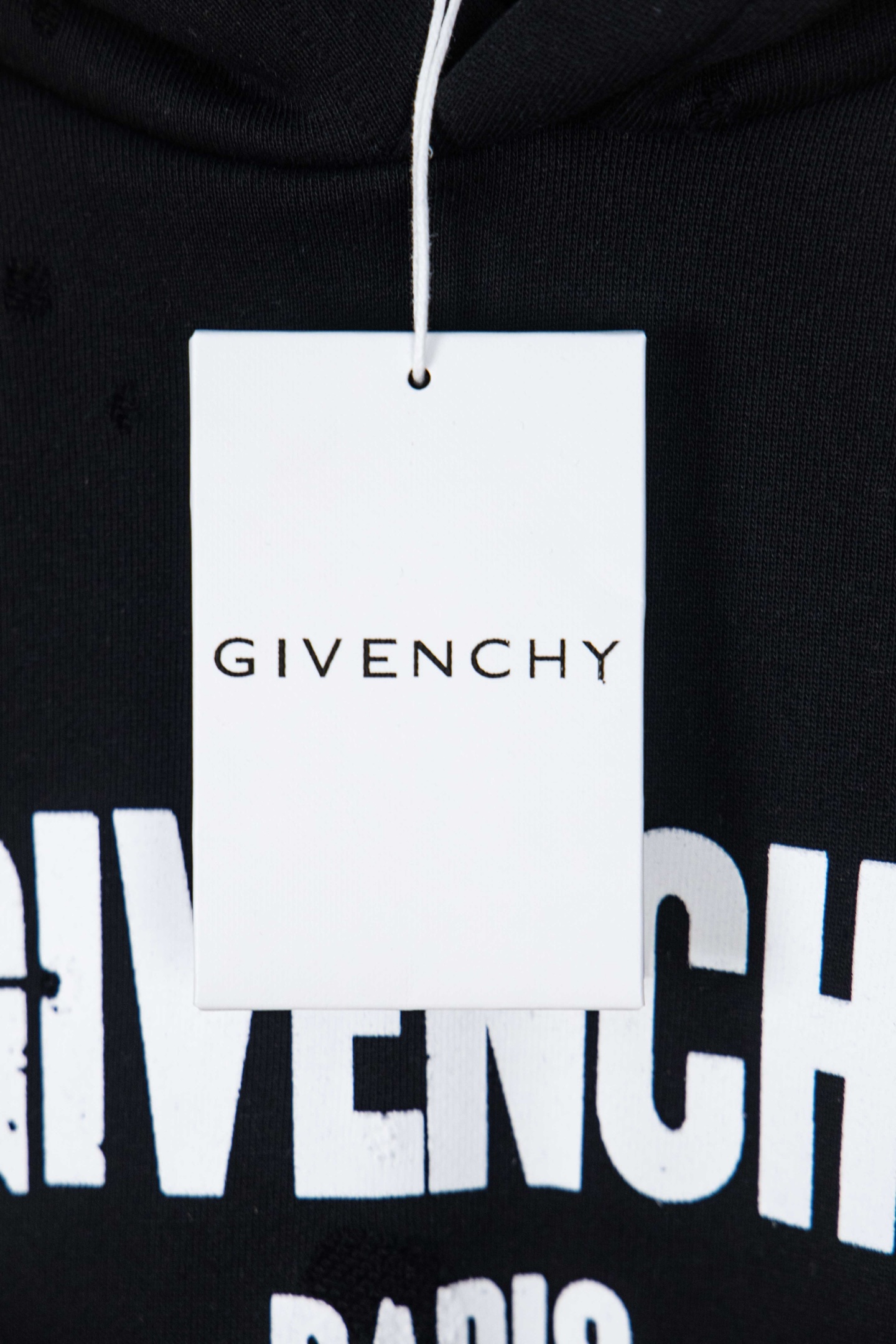 GIVENCHY/纪梵希 25ss gvc烧花字母印花大破洞连帽卫衣 蓝 白黑 黑