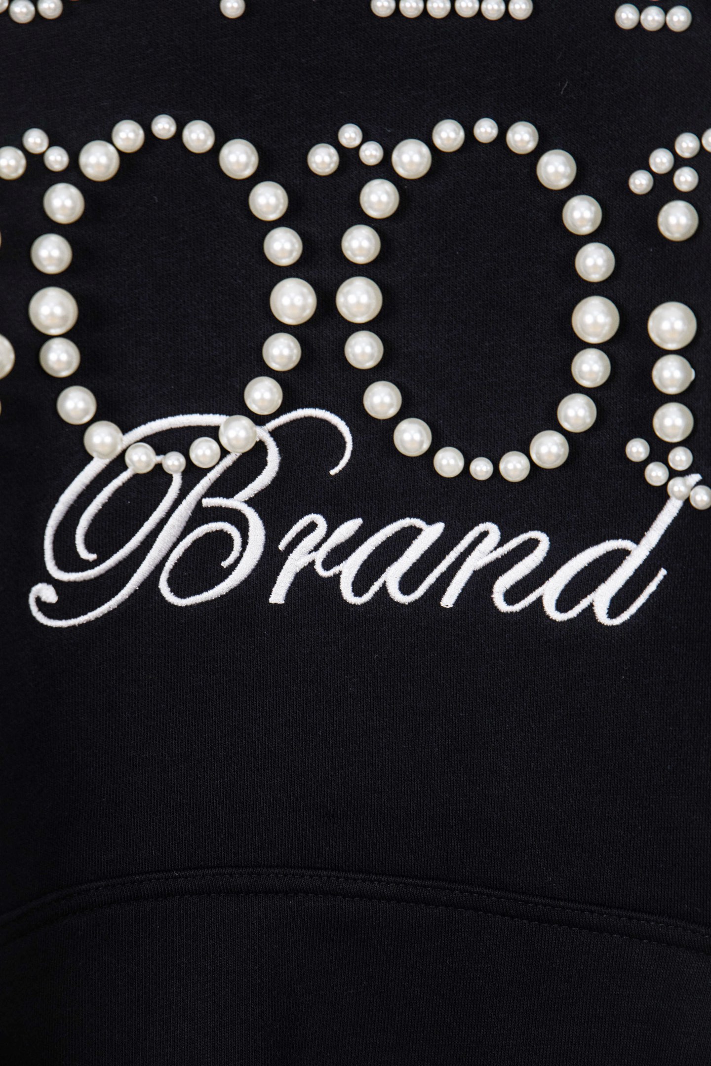 GOODBRAND25SS珍珠刺绣重工标语连帽卫衣黑色 藏青色