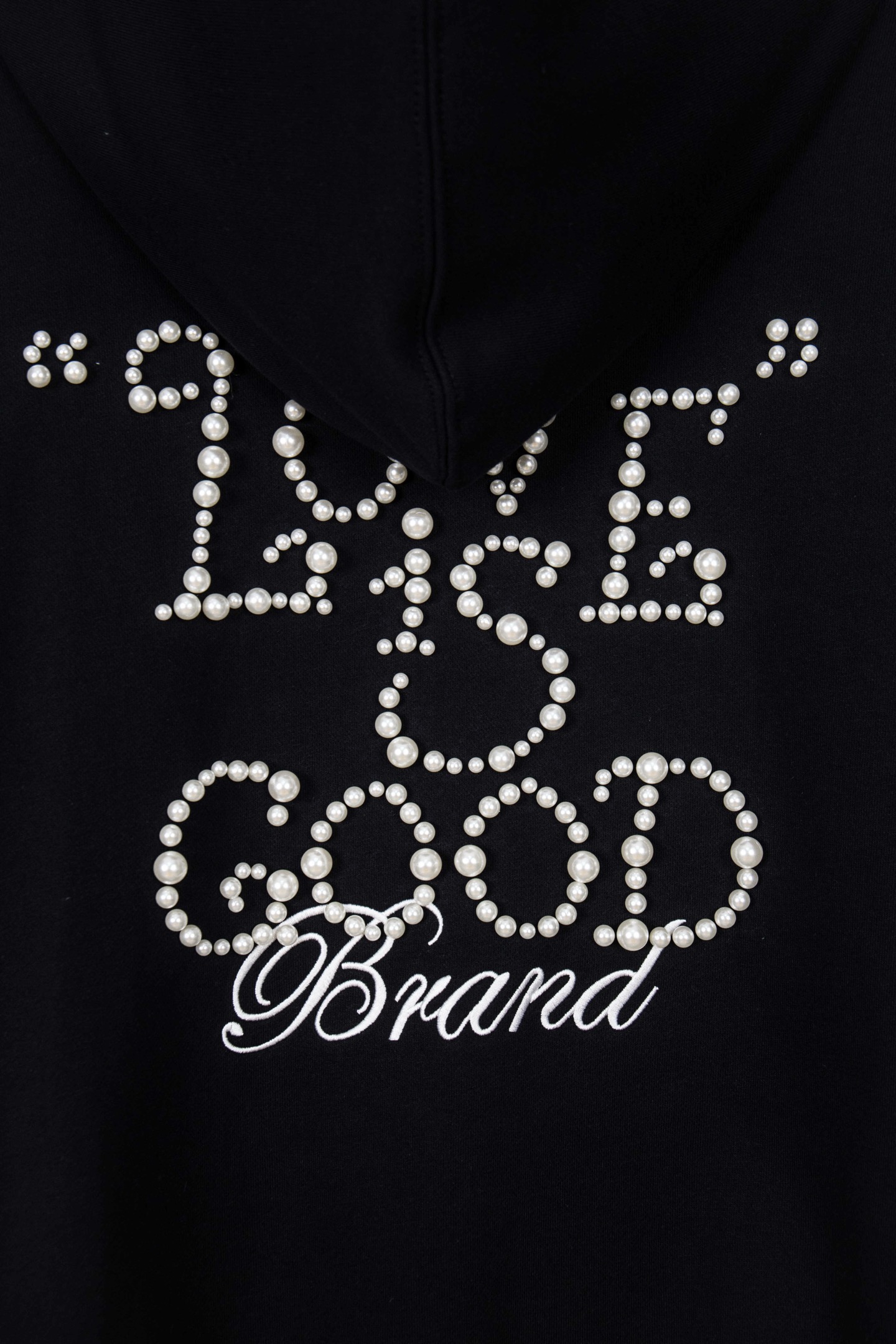 GOODBRAND25SS珍珠刺绣重工标语连帽卫衣黑色 藏青色