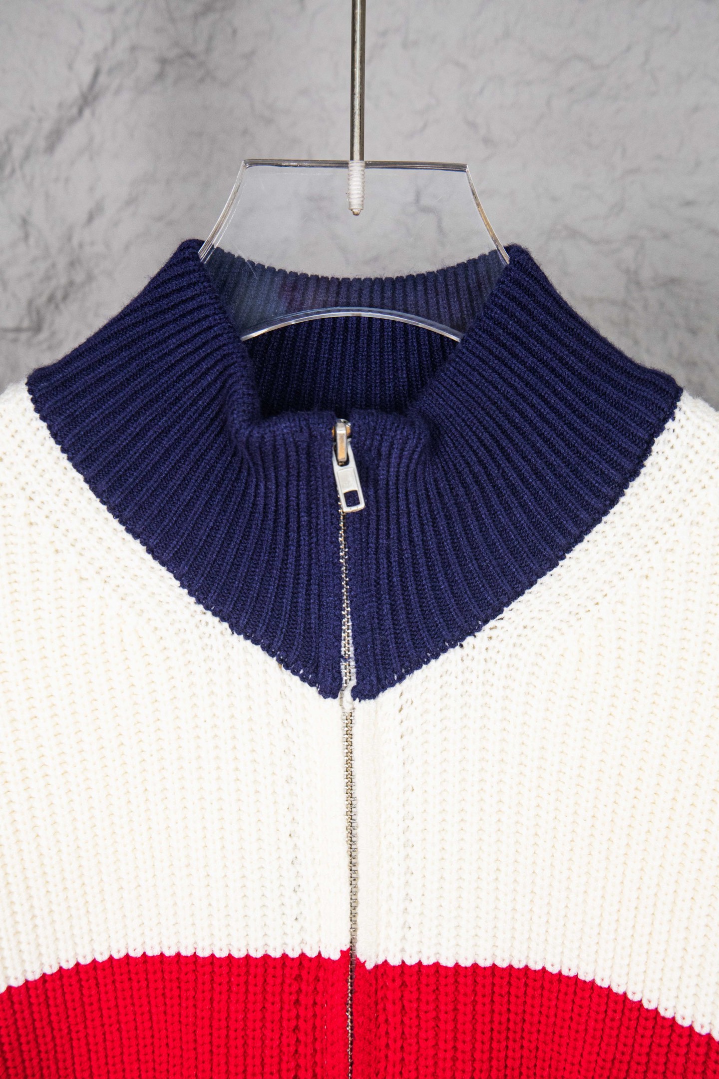 Gucci/古驰 25Fw双G拼色拉链针织毛衣外套