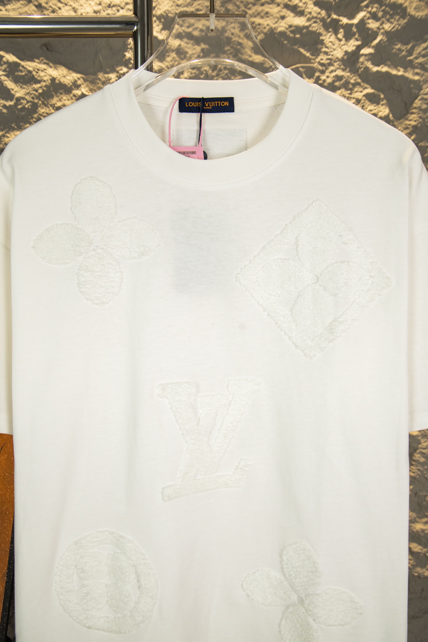 Louis Vuitton LOUIS VUITTON/路易威登LV 2025新款 老花植绒印花短袖圆领T恤