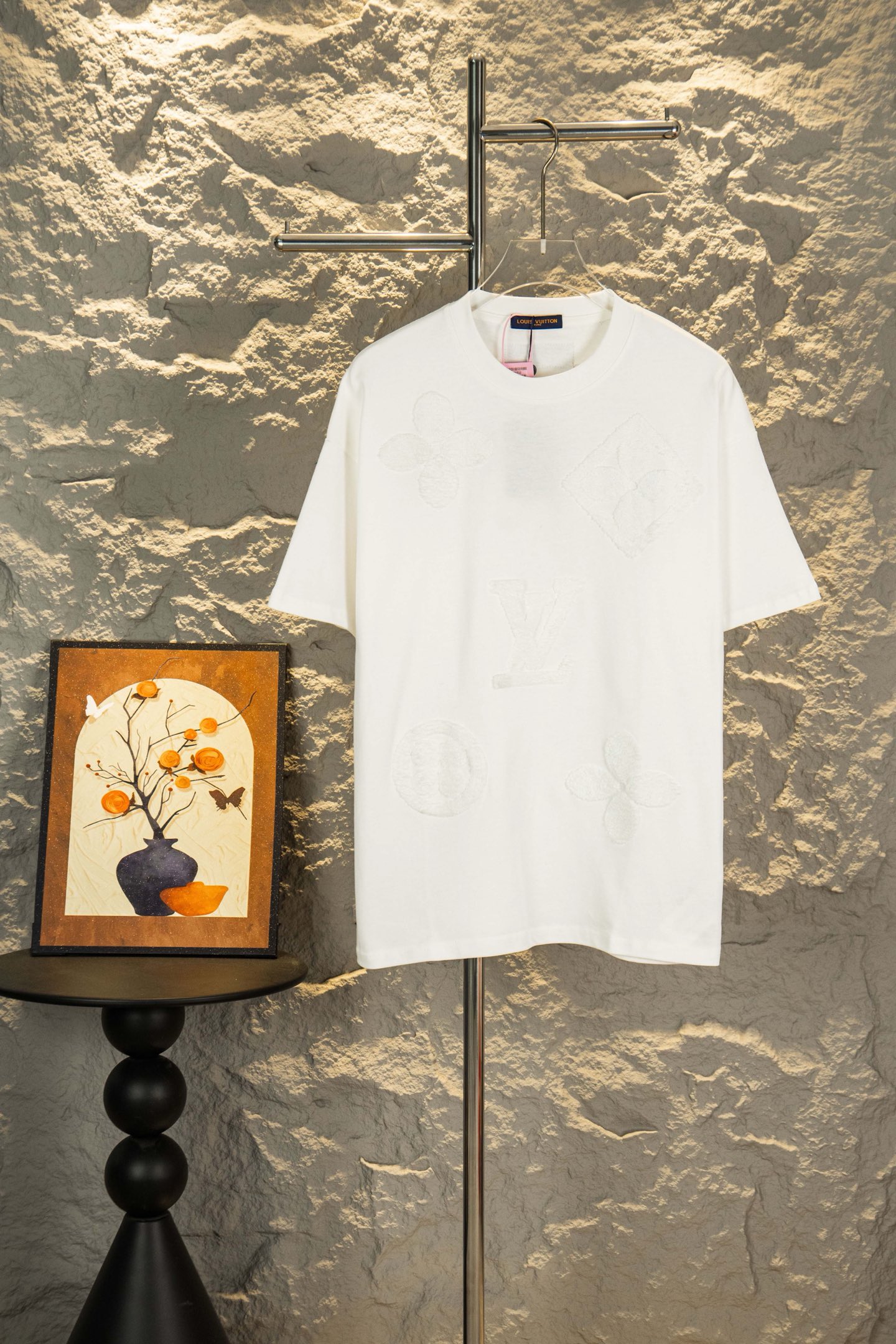 Louis Vuitton LOUIS VUITTON/路易威登LV 2025新款 老花植绒印花短袖圆领T恤