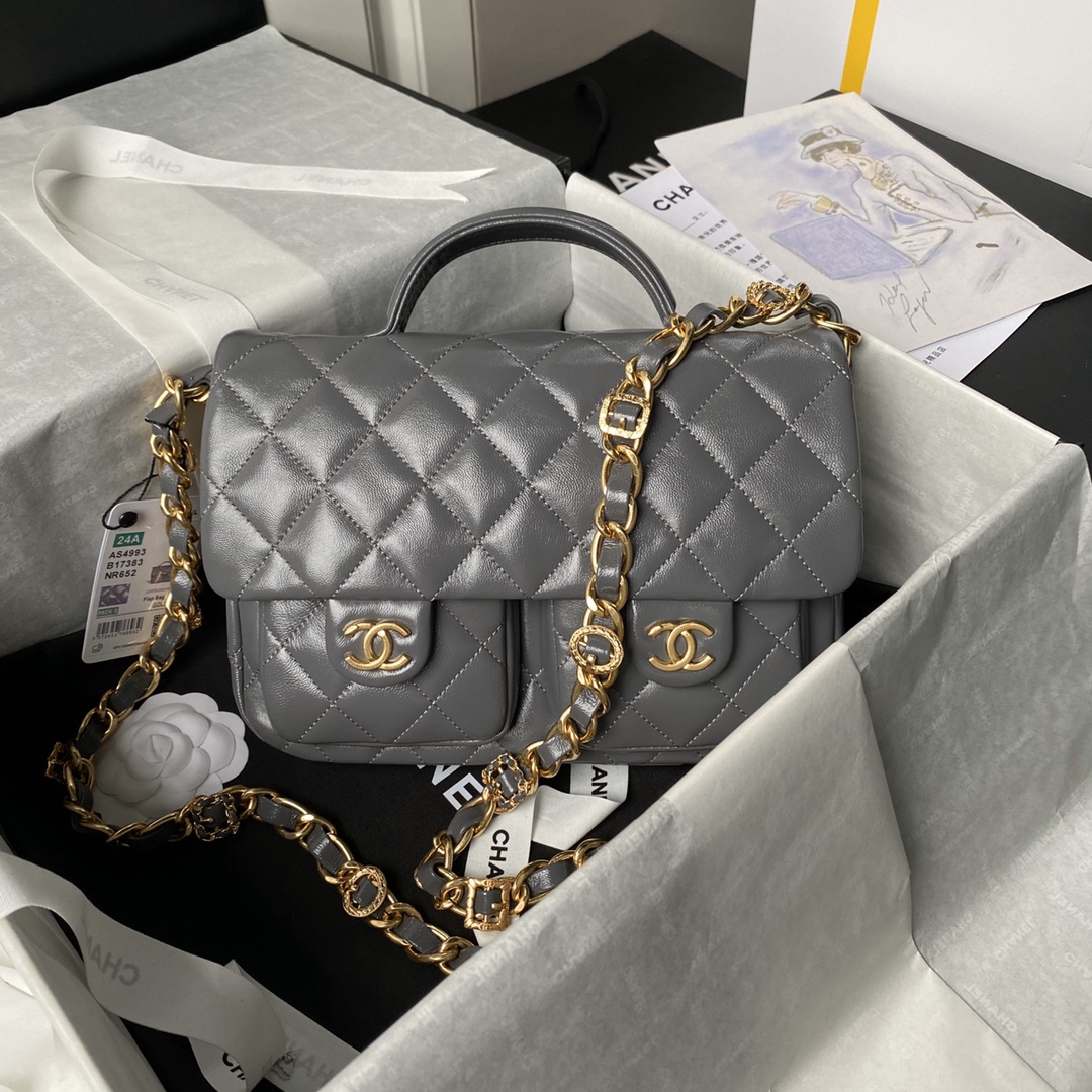 Chanel Messenger Bags Lambskin Sheepskin Vintage Chains