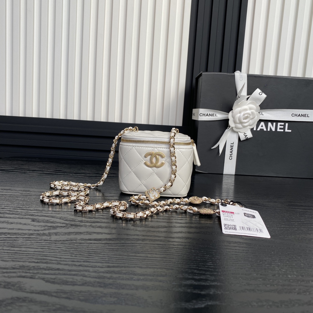 Chanel Cosmetic Bags Outlet 1:1 Replica
 Set With Diamonds Sheepskin Chains