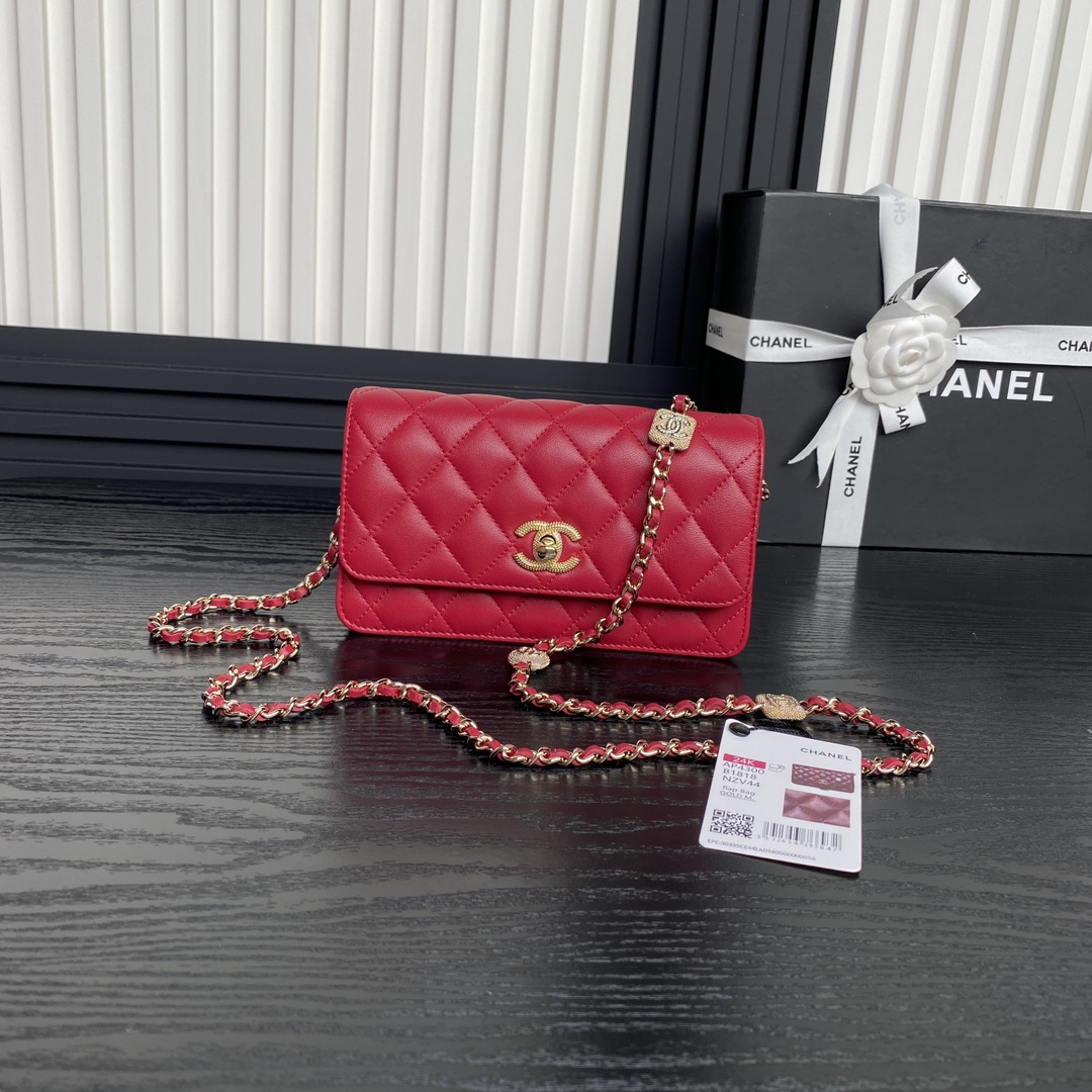 Chanel Crossbody & Shoulder Bags Set With Diamonds Sheepskin Chains