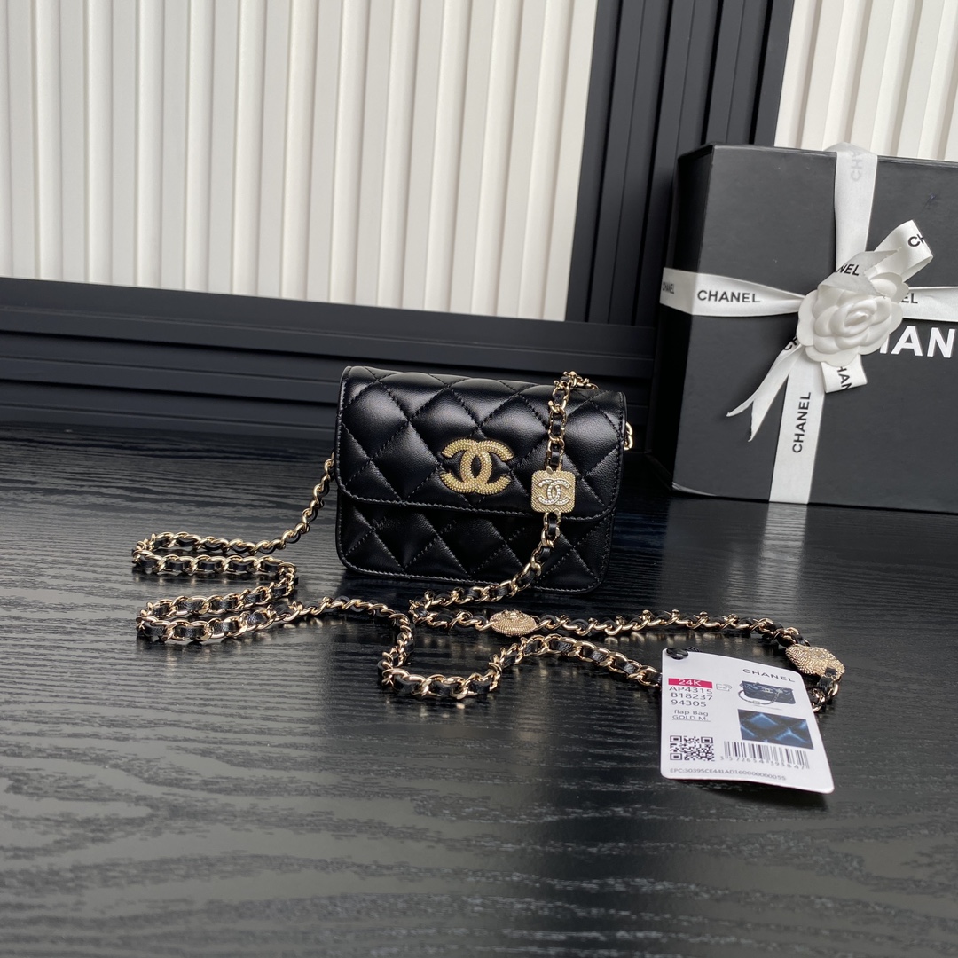 Chanel Crossbody & Shoulder Bags Set With Diamonds Sheepskin Chains