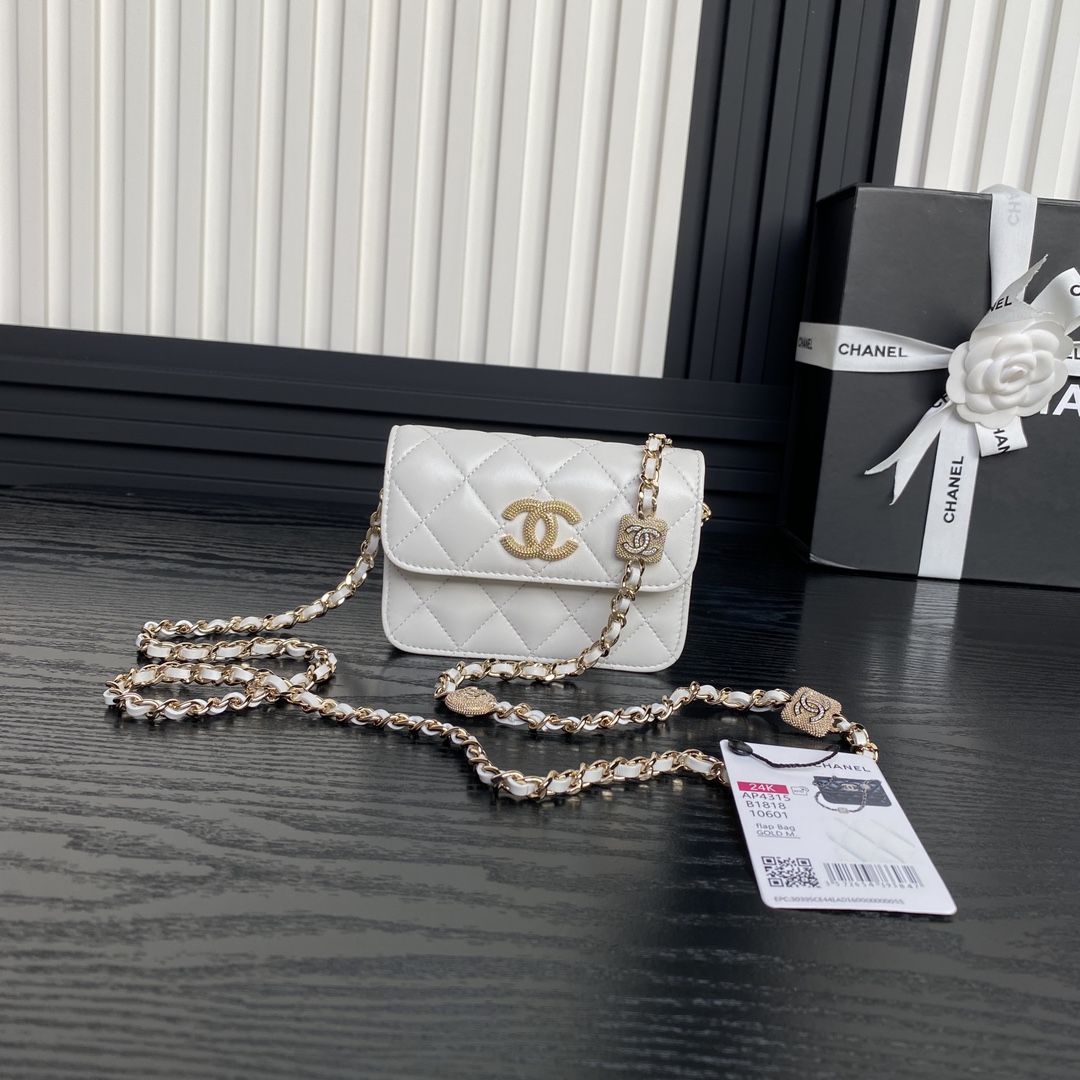 Chanel Crossbody & Shoulder Bags Set With Diamonds Sheepskin Chains