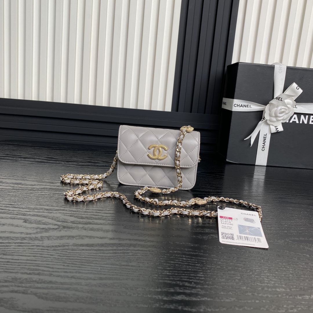 Chanel Crossbody & Shoulder Bags Set With Diamonds Sheepskin Chains