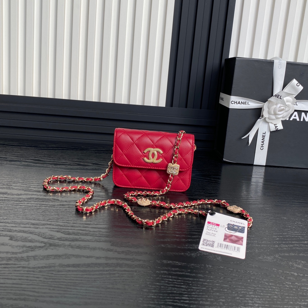 Chanel Crossbody & Shoulder Bags Set With Diamonds Sheepskin Chains