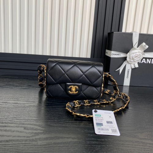 Chanel 24K Gold Chain Lambskin Shoulder Bag, AS5175 - Black