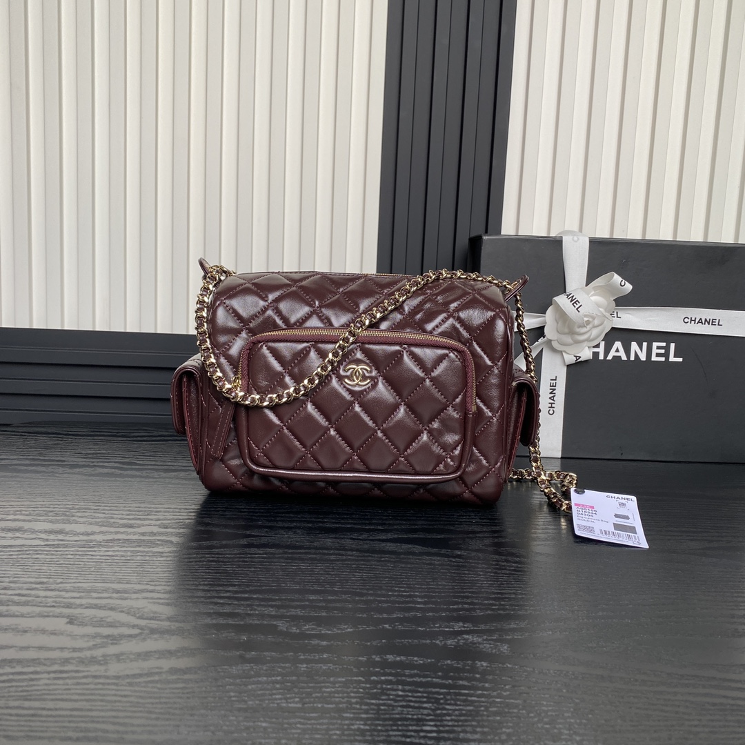 Chanel Sacs Caméra De Chine
 Or Cuir de veau vache La chaîne