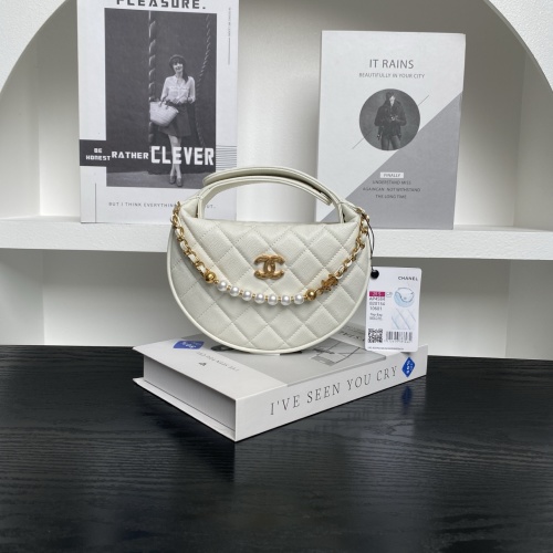 Chanel 25S Hula Hoop Crescent Bag with Pearl and Leather Chain 1 Chanel 25S Hula Hoop Crescent Bag with Pearl and Leather Chain