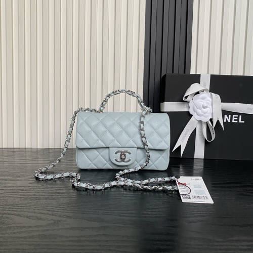 Chanel 25B Double C Logo Handle CF Mini Bag AS5701 Light Blue 1 Chanel 25B Double C Logo Handle CF Mini Bag AS5701 Light Blue