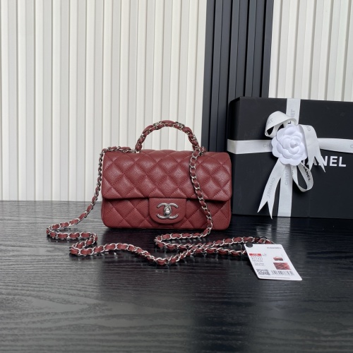 Chanel CF Mini AS5701 Burgundy Quilted Leather Top Handle Flap Bag